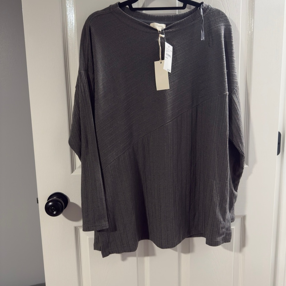 MELLODAY Gray Oversized Boxy Tunic Sweatshirt